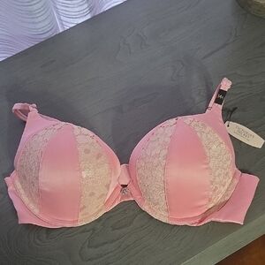 Victoria's Secret Pink Satin & Lace Push-Up Bra Size 34C